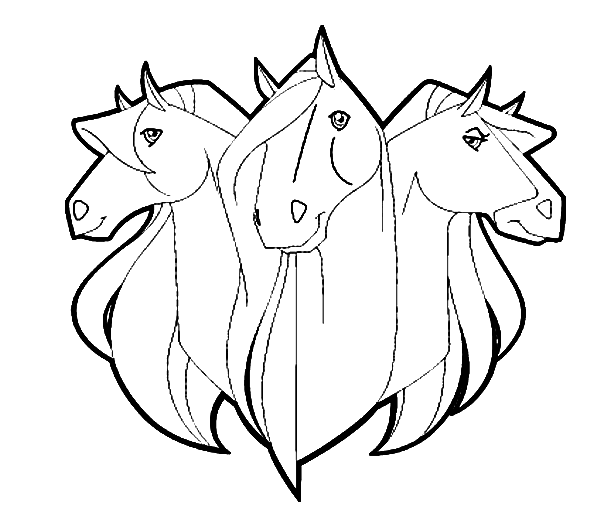 Kolorowanka trzy głowy konia